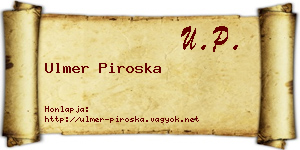 Ulmer Piroska névjegykártya